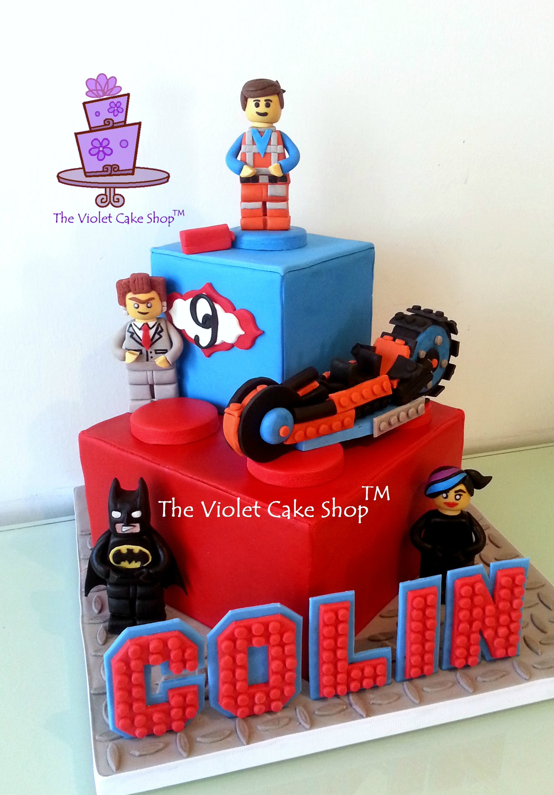 Colin's 9th B-Day Lego Movie Cake - front - twmpm