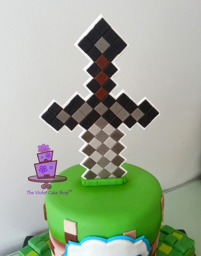 Tyler's Minecraft Cake Sword Closeup
