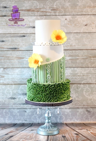 The Violet Cake Shop MIL's Greenery 75th - diagonal stand up ruffles